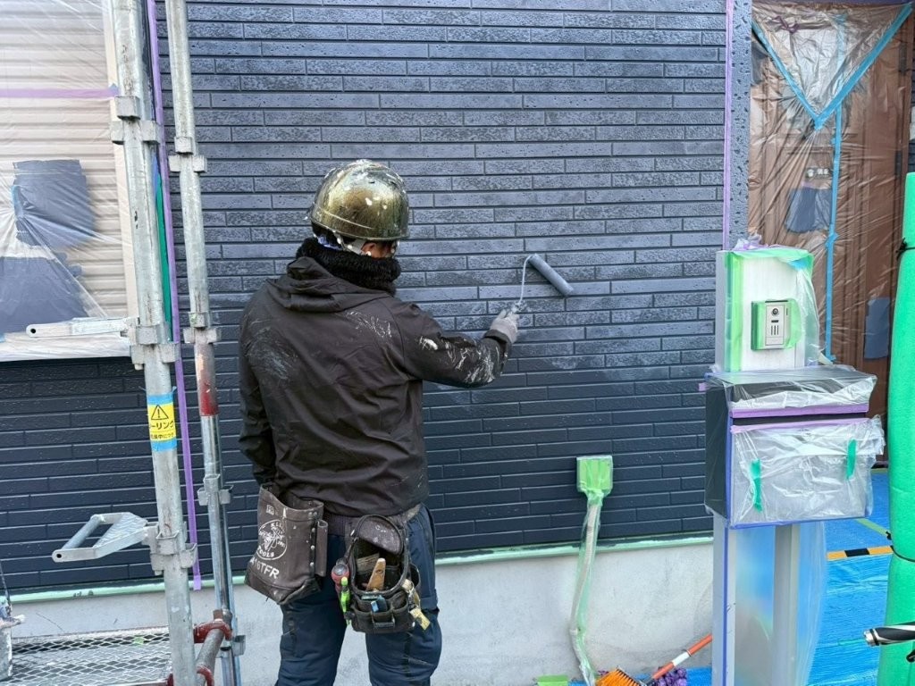 三郷市 外壁 パターン付け 施工状況