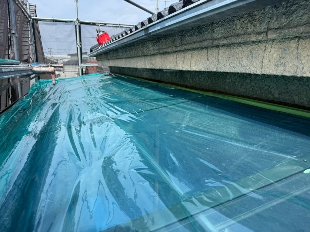 埼玉県三郷市高洲 外壁塗装 下屋根養生