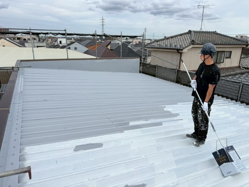 東京都葛飾区 事務所 折板屋根 全体塗装状況