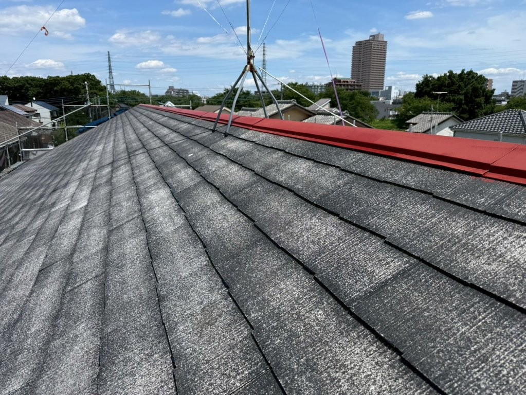 埼玉県越谷市 賃貸アパート 棟板金錆止め塗装完了