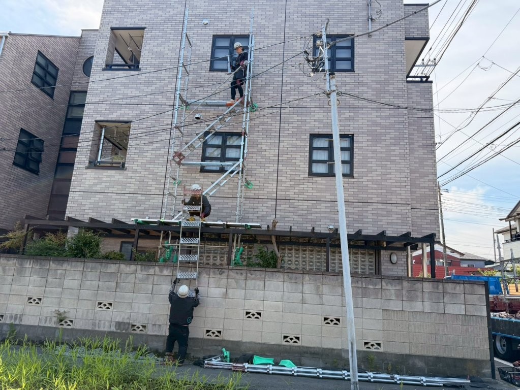 東京都葛飾区水元 戸建て住宅 屋上防水 部分足場設置完了